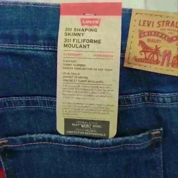 LEVI'S |  Women's 311 Hypersoft Mid-Rise Shaping Skinny Dark Wash Jeans - Picture 5 of 5